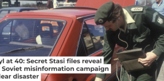 A German security guard checks for radiation after the Chernobyl accident in April 1986. Patrick Piel/Gamma-Rapho via Getty Images